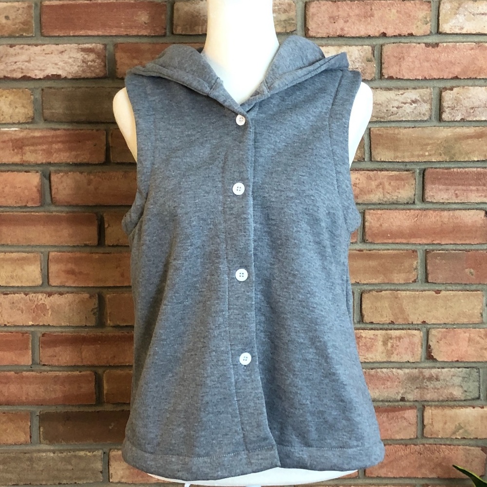 New With Tags Zaful Grey Button Up Hooded Vest